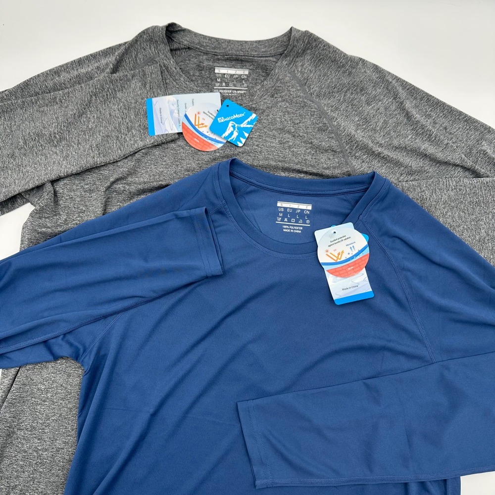 Lot 2 Magcomsen Mens Medium UPF 50+ Sun Long Sleeve Shirt Set Blue Gray NWT